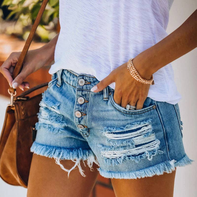 New Slim Washed Women's Denim Shorts