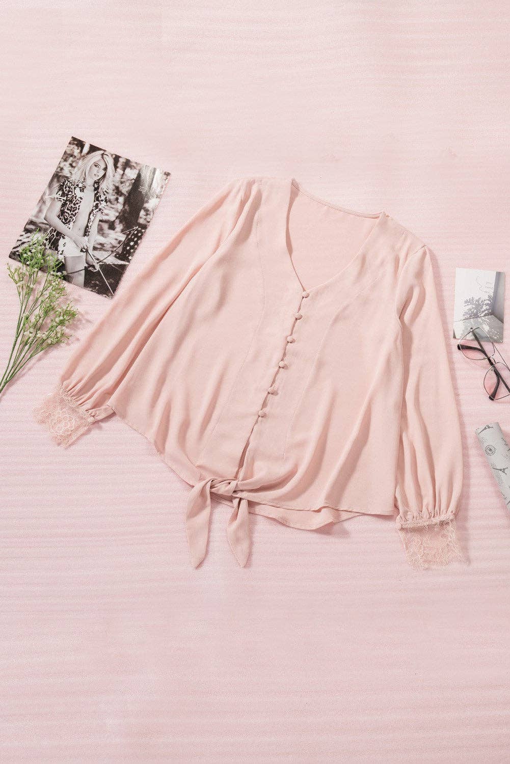 Knotted Lace Sleeve Top