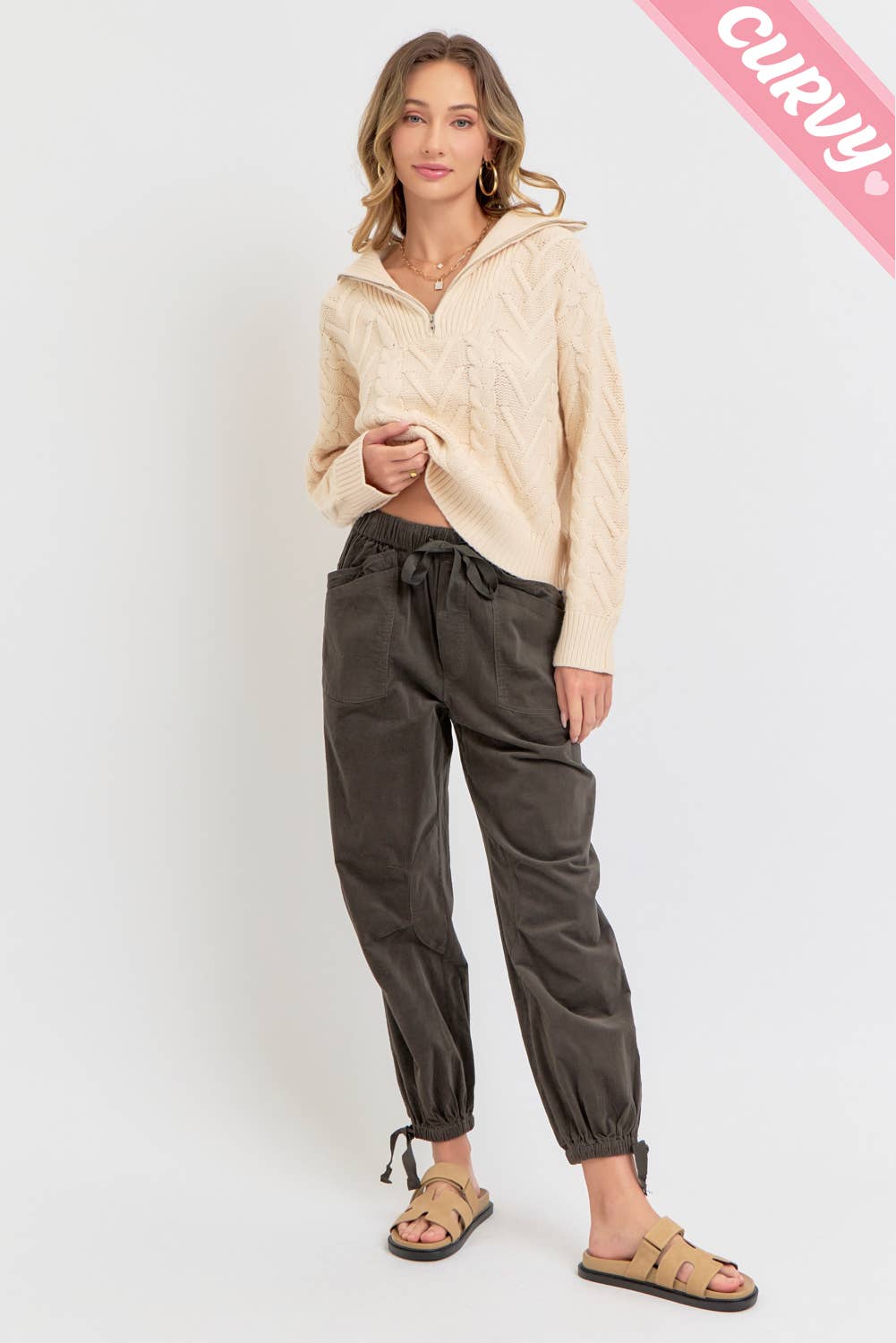 PLUS SIZE CORDUROY JOGGER