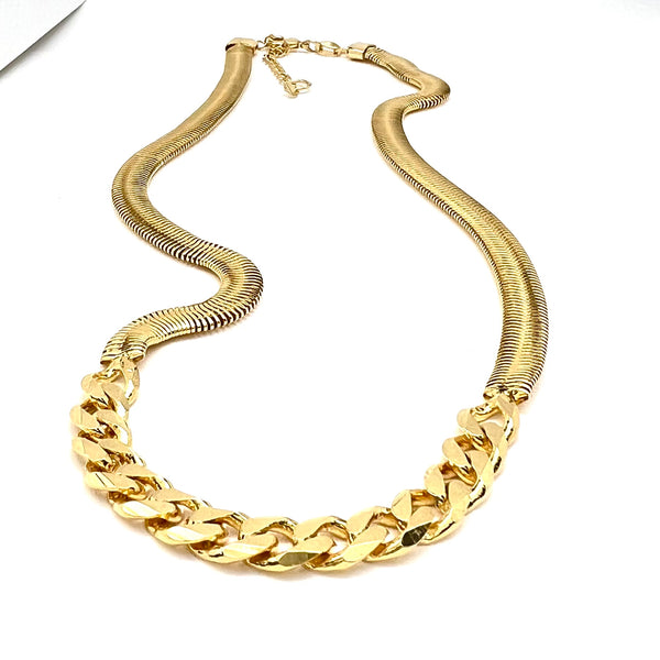 Snake Cuban Chain Necklace 14K Gold Filled