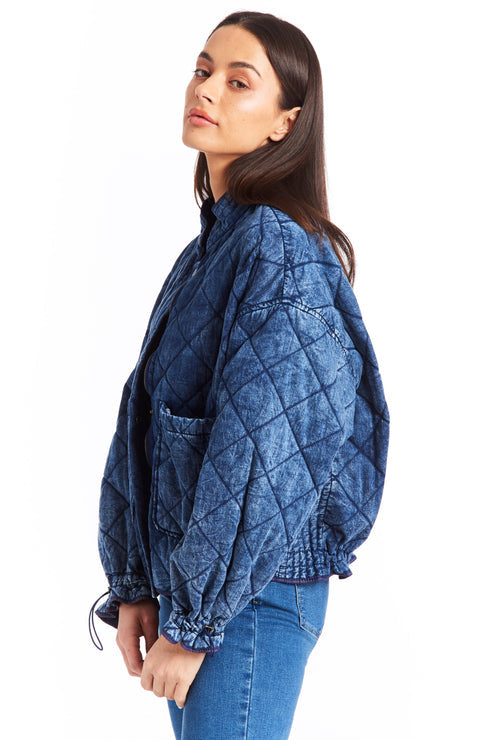 Diamond Quilted Reversible Demin Jacket