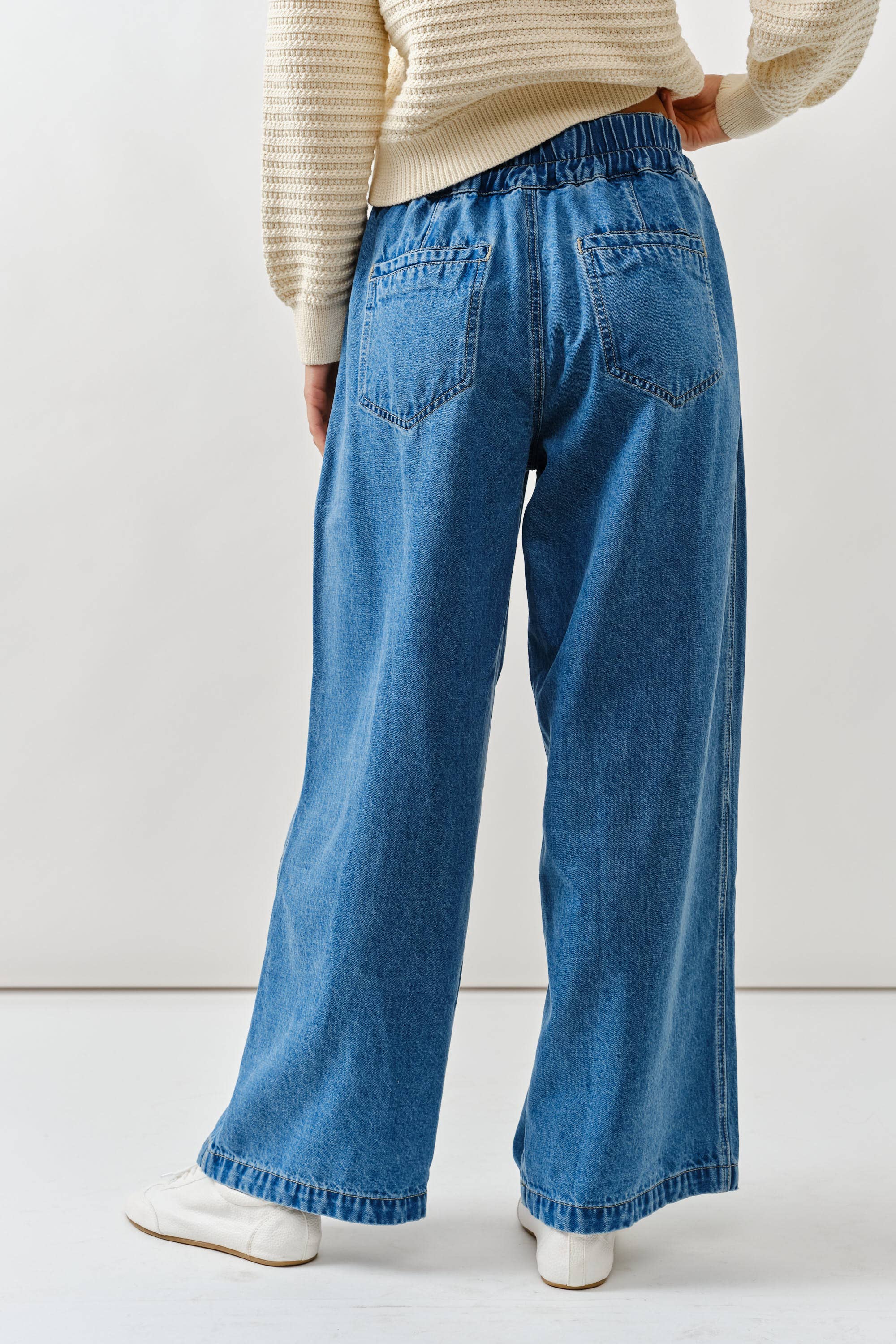 STRIPE WIDE LEG PANTS WITH ROPE BELT
