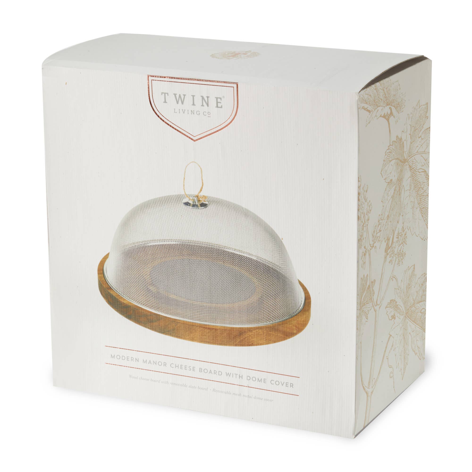 12.5 inch Acacia and Slate Cheese Board Metal Mesh Dome