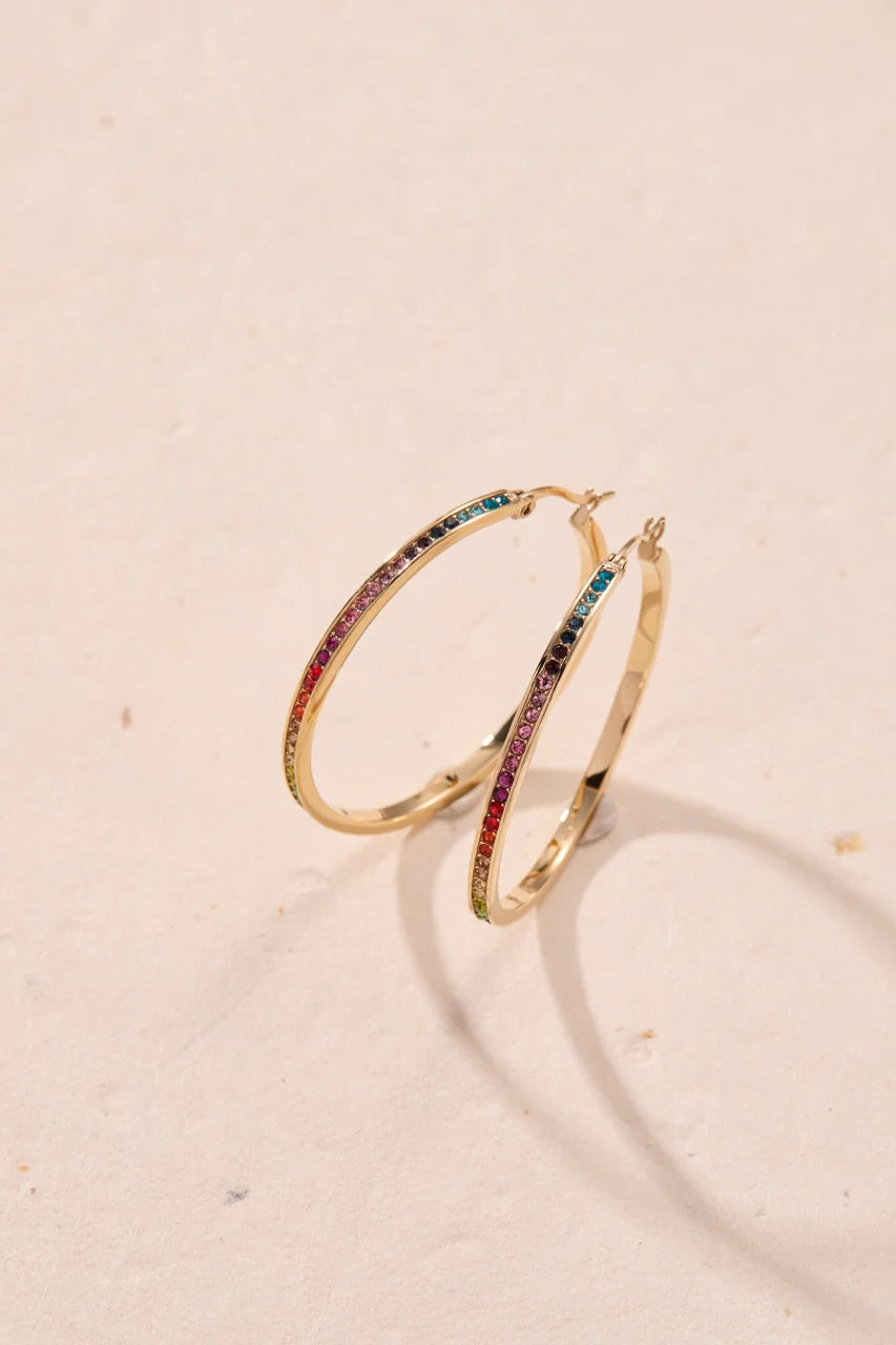 Rainbow Ombre Pave Hoop