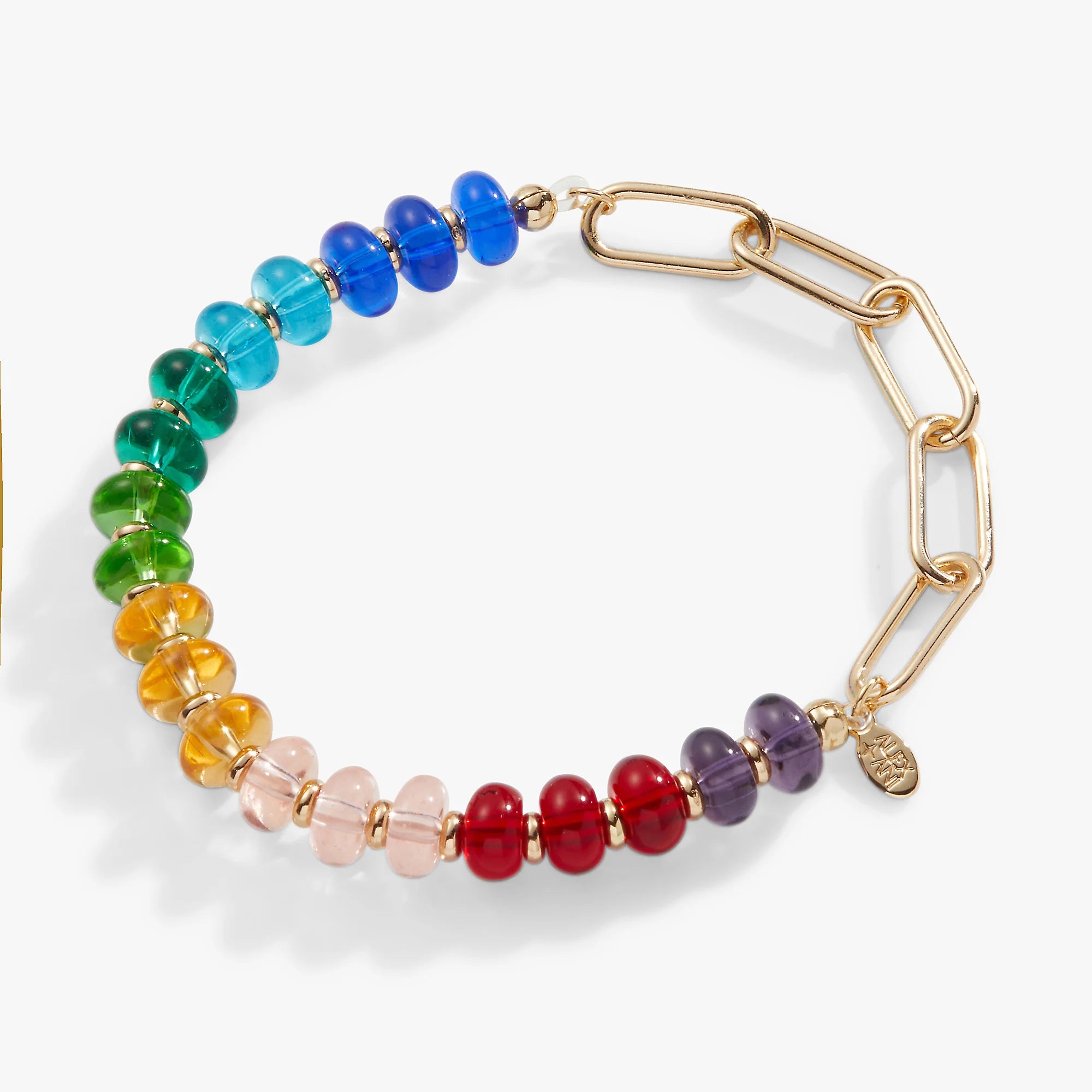 Alex and Ani Rainbow Beaded + Chain Stretch Bracelet