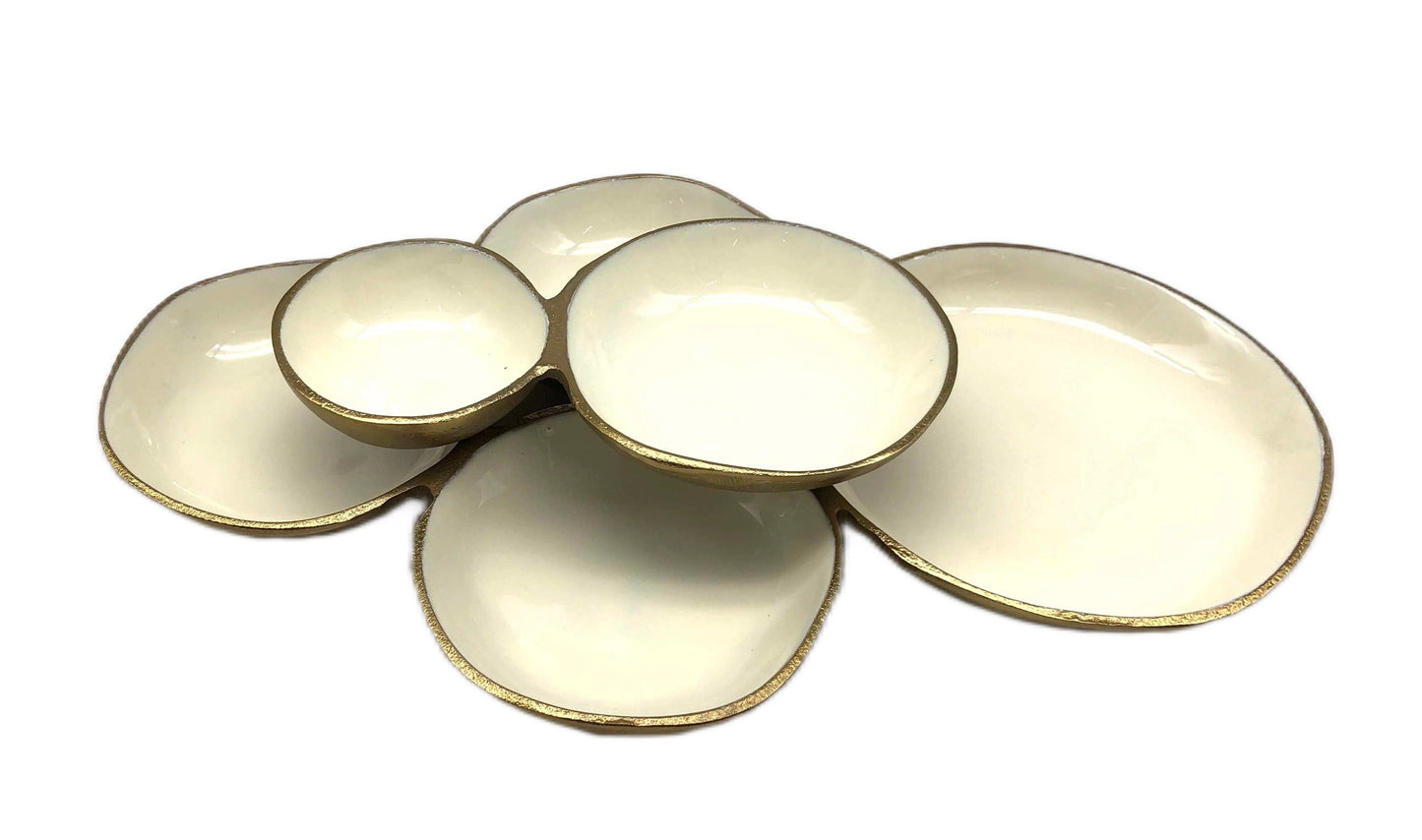 Multiple Cluster Bowl White and Gold (Medium)