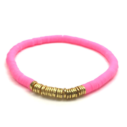 Gold Bar Stretch Bracelet (wht/gray/black/hotpink)