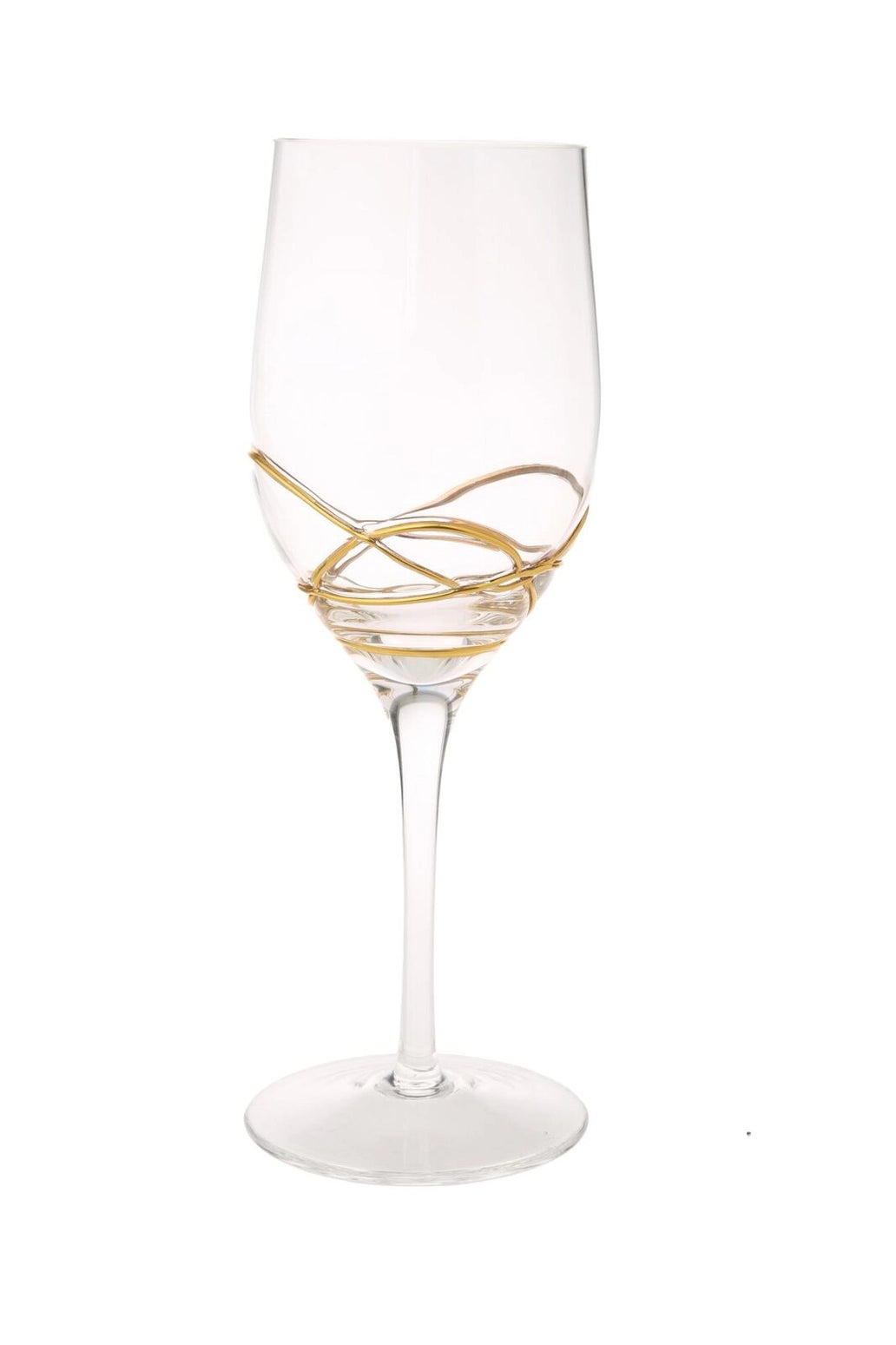 Set of 2 Gold Swirl Wine Glasses
