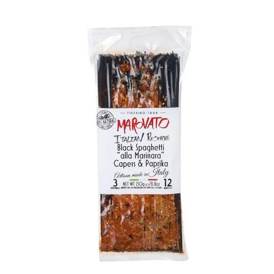 Marovato Black Spaghetti “alla Marinara” w/ Capers & Paprika