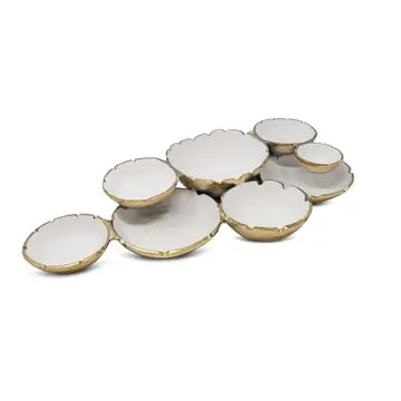 Multiple Cluster Bowl White and Gold (Large)