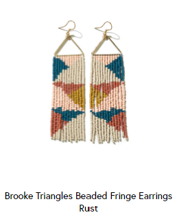 Ink + Alloy - Brooke Triangles Beaded Fringe Earrings - Rust