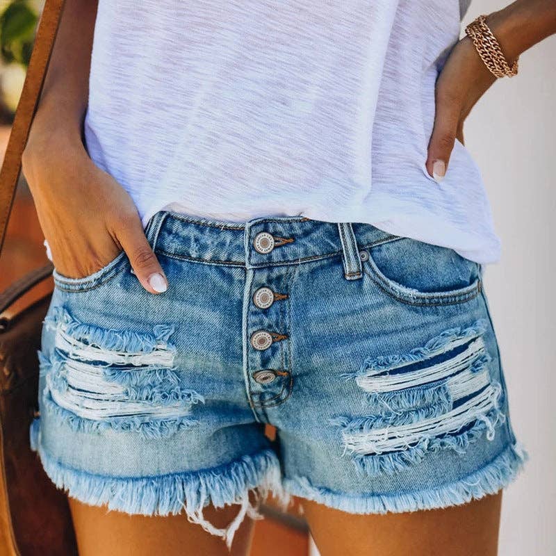 New Slim Washed Women's Denim Shorts