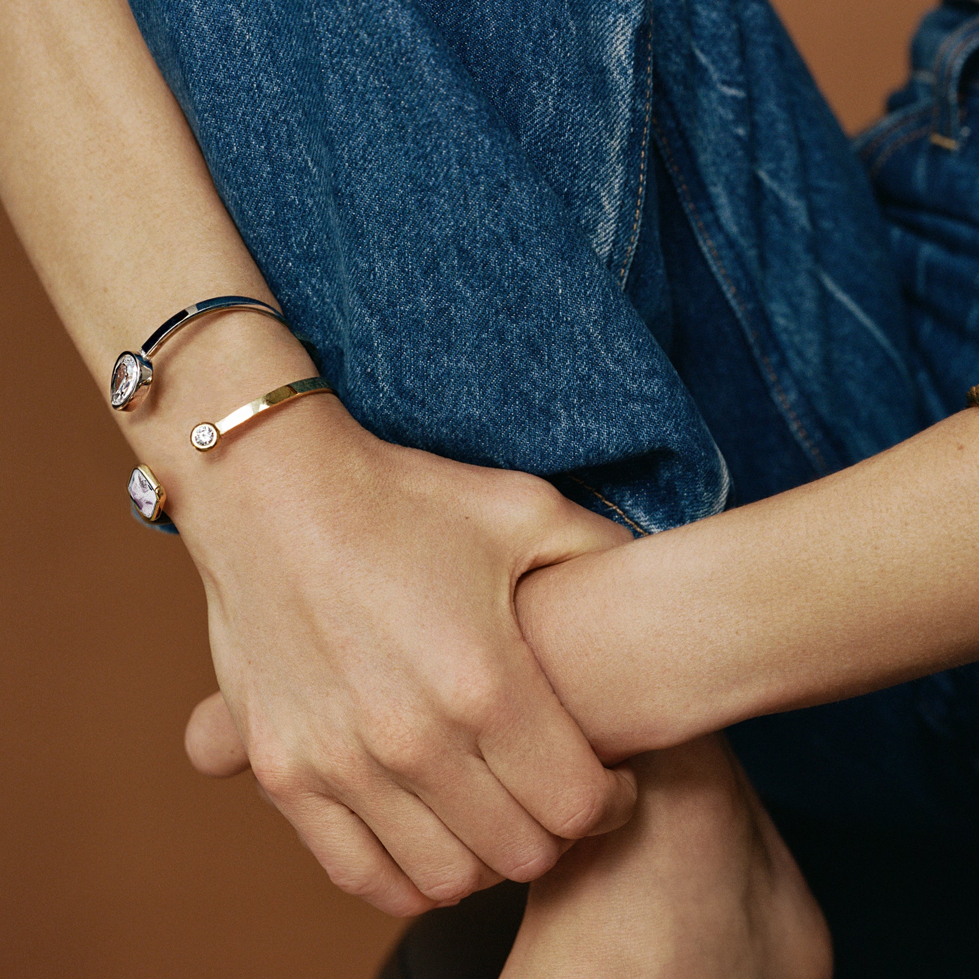 Alex and Ani Emerald Cut Crystal Hinge Cuff Bracelet