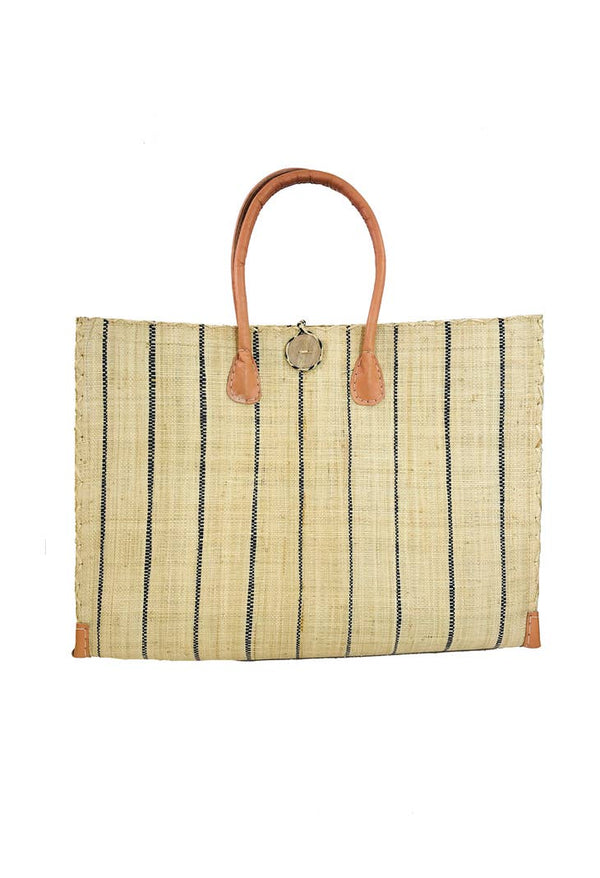 Large Straw Beach Bag with Plastic Liner