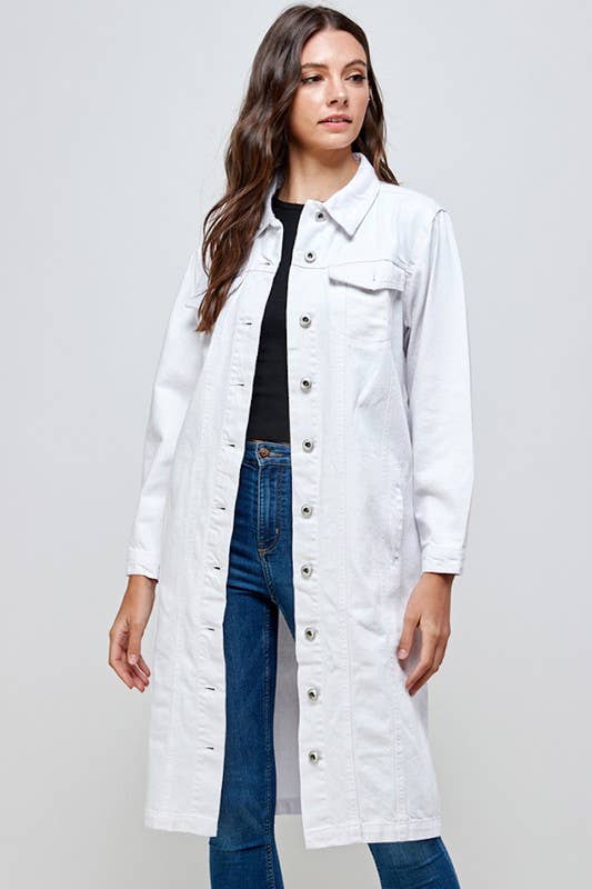 Long Trench Coat Denim Jean Jacket