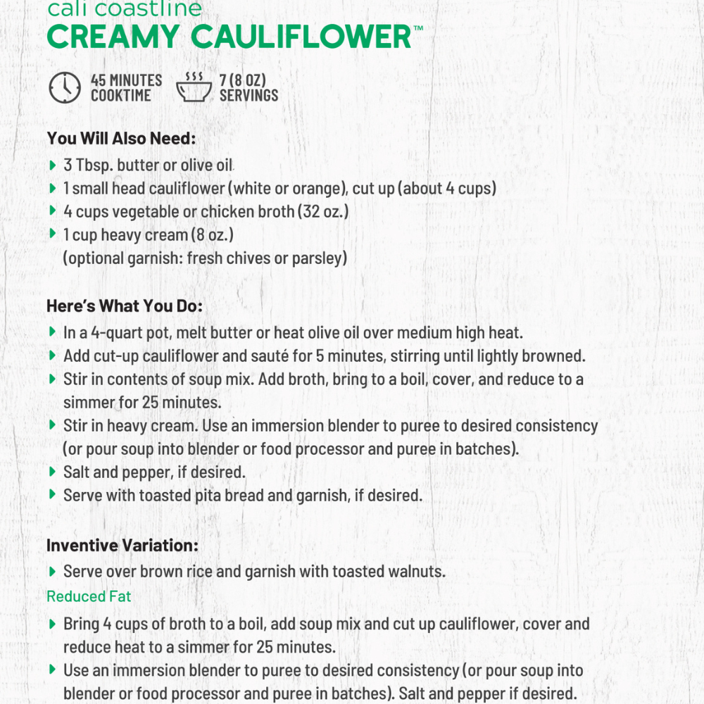 Cali Coastline Creamy Cauliflower Soup Mix