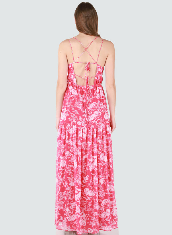 Pink Floral Maxi Dress