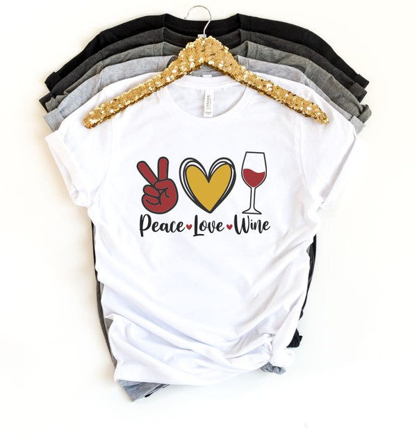 Peace, Love, Wine - White Graphic T