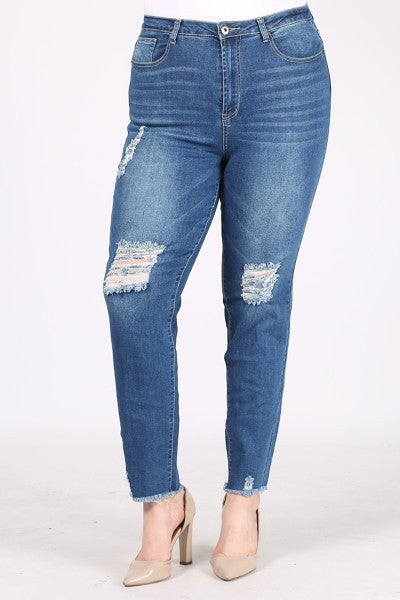 Curvy Denim Ripped Knee