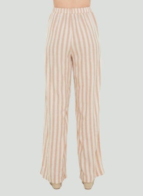 Striped Wide Leg Pant- Taupe