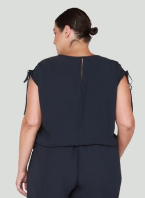 Drawstring Shoulder Midnight Navy Top