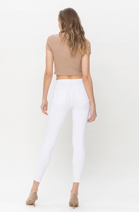 Mid Rise White Crop Skinny Jeans